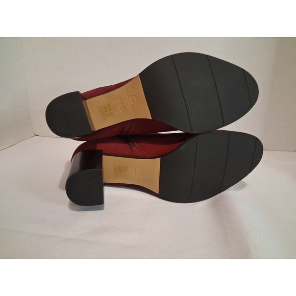Marc Joseph New York Ankle Boots Size 8.5M Deep Red Suede Block Heel Buckle - Picture 9 of 9